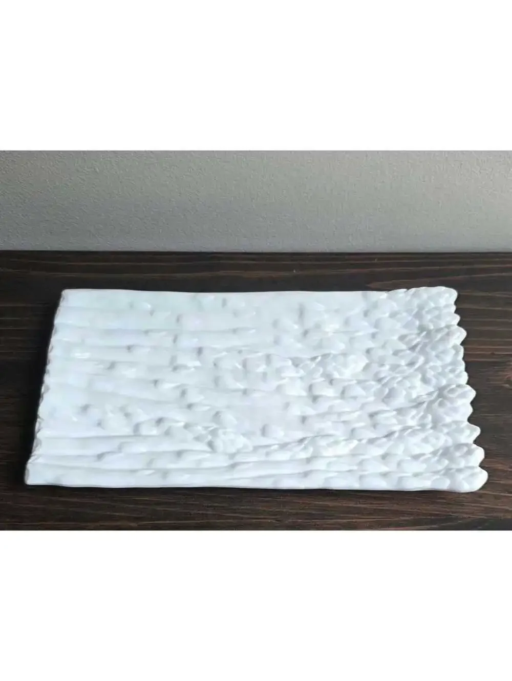 Everyday White™ Porcelain Asparagus Serving Platter Raised Asparagus Design Tray